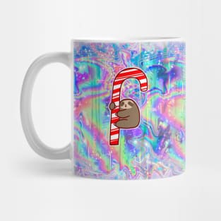 Candy Cane Sloth Rainbow Holographic Mug